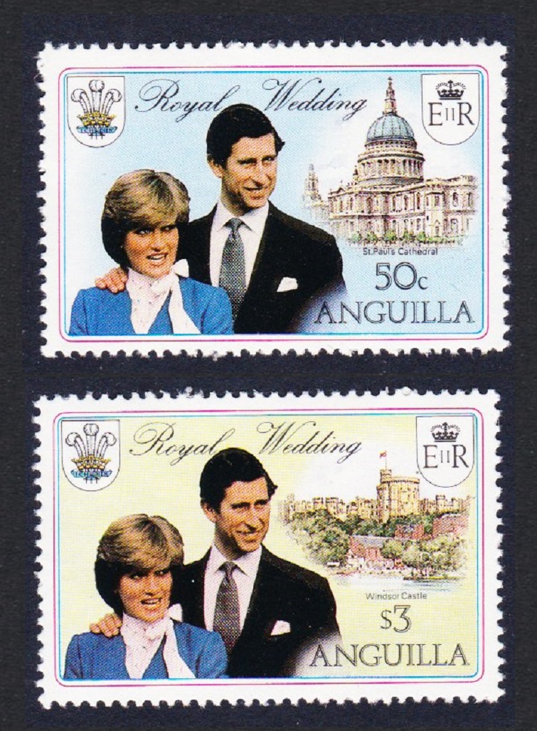 SALE Anguilla Charles and Diana Royal Wedding 2v from Booklet 1981 MNH - Foto 1 di 1