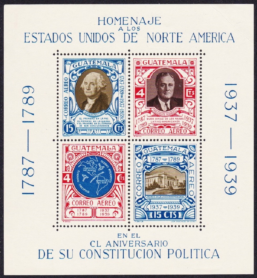 SALE Guatemala 150th Anniversary of US Constitution MS ** 1938 MNH - Picture 1 of 1