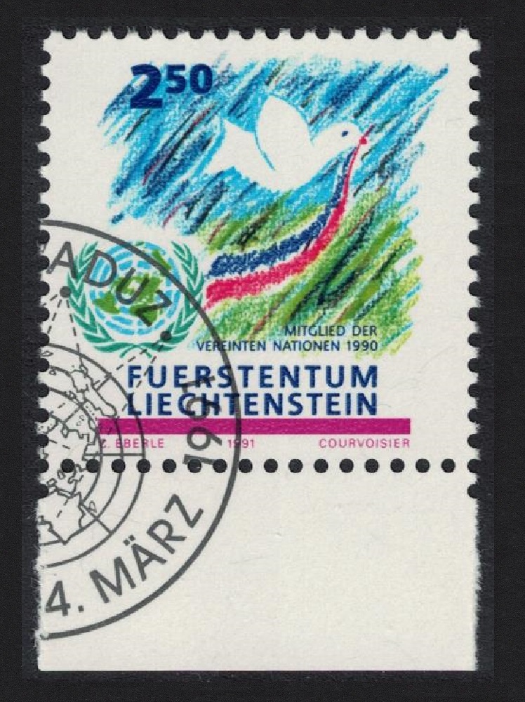 Liechtenstein Bird Wstęp do członkostwa w ONZ 1991 CTO SG # 10 CV 5 £.- - Zdjęcie 1 z 1