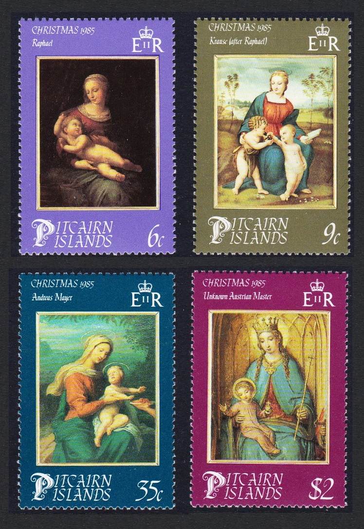 SALE Pitcairn Christmas 'Madonna and Child' paintings 4v 1985 MNH - Picture 1 of 1